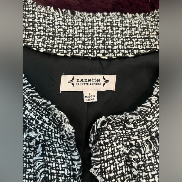 Nanette Lepore Frayed Tweed Jacket - Size L - Picture 4 of 9